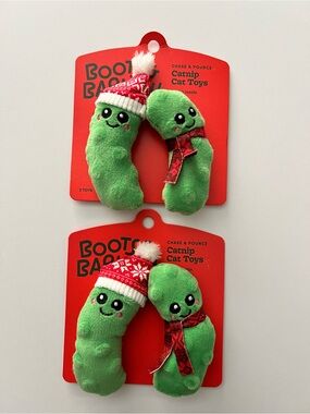 Boots & Barkley Green Pea Plush Catnip Toys with Red Hat & Scarf - 2 Pack